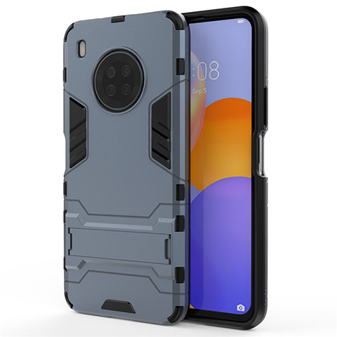 Coque Contour Silicone et Plastique Housse Etui Mat avec Support pour Huawei Y9a Bleu