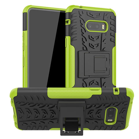 Coque Contour Silicone et Plastique Housse Etui Mat avec Support pour LG G8X ThinQ Vert