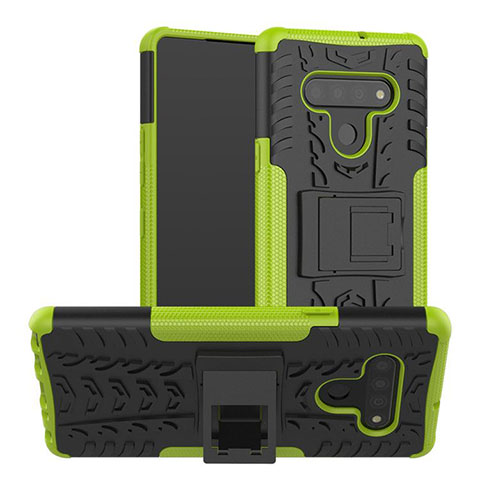 Coque Contour Silicone et Plastique Housse Etui Mat avec Support pour LG Stylo 6 Vert