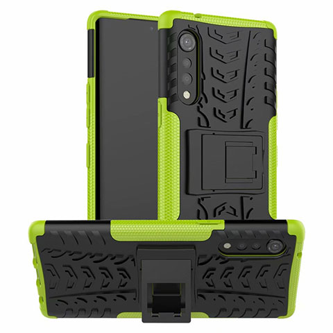 Coque Contour Silicone et Plastique Housse Etui Mat avec Support pour LG Velvet 4G Vert