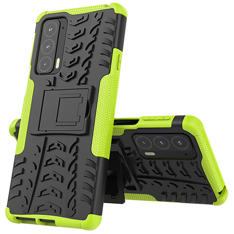 Coque Contour Silicone et Plastique Housse Etui Mat avec Support pour Motorola Moto Edge 20 5G Vert