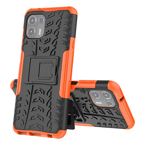 Coque Contour Silicone et Plastique Housse Etui Mat avec Support pour Motorola Moto Edge 20 Lite 5G Orange