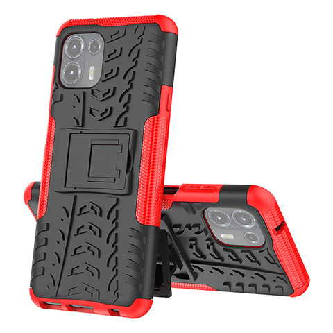 Coque Contour Silicone et Plastique Housse Etui Mat avec Support pour Motorola Moto Edge 20 Lite 5G Rouge