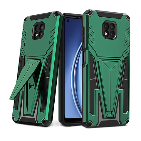 Coque Contour Silicone et Plastique Housse Etui Mat avec Support pour Motorola Moto G Power (2021) Vert