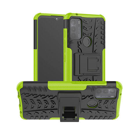 Coque Contour Silicone et Plastique Housse Etui Mat avec Support pour Motorola Moto G50 Vert