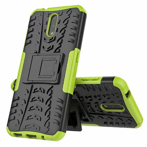 Coque Contour Silicone et Plastique Housse Etui Mat avec Support pour Nokia 2.3 Vert