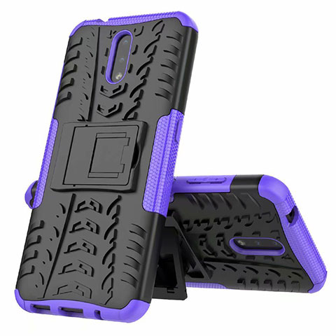 Coque Contour Silicone et Plastique Housse Etui Mat avec Support pour Nokia 2.3 Violet