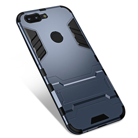 Coque Contour Silicone et Plastique Housse Etui Mat avec Support pour OnePlus 5T A5010 Gris