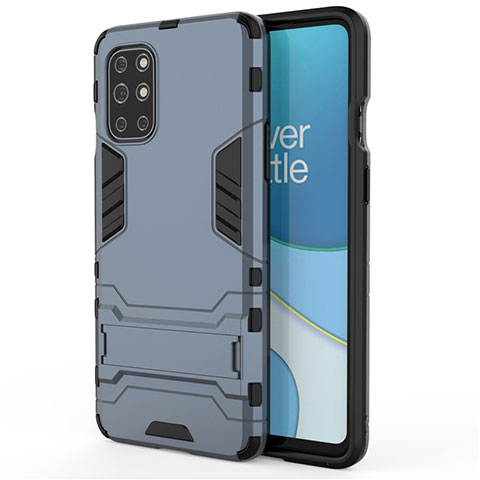 Coque Contour Silicone et Plastique Housse Etui Mat avec Support pour OnePlus 8T 5G Bleu