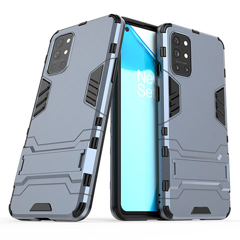 Coque Contour Silicone et Plastique Housse Etui Mat avec Support pour OnePlus 9R 5G Bleu