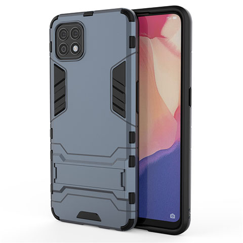 Coque Contour Silicone et Plastique Housse Etui Mat avec Support pour Oppo Reno4 SE 5G Bleu