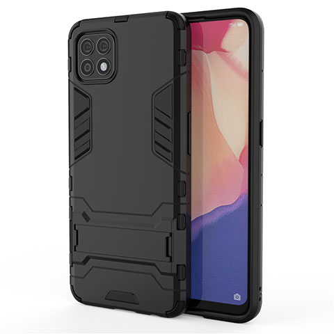 Coque Contour Silicone et Plastique Housse Etui Mat avec Support pour Oppo Reno4 SE 5G Noir