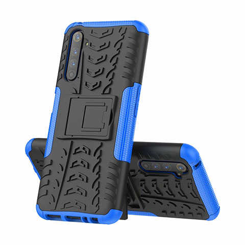 Coque Contour Silicone et Plastique Housse Etui Mat avec Support pour Realme 6 Pro Bleu