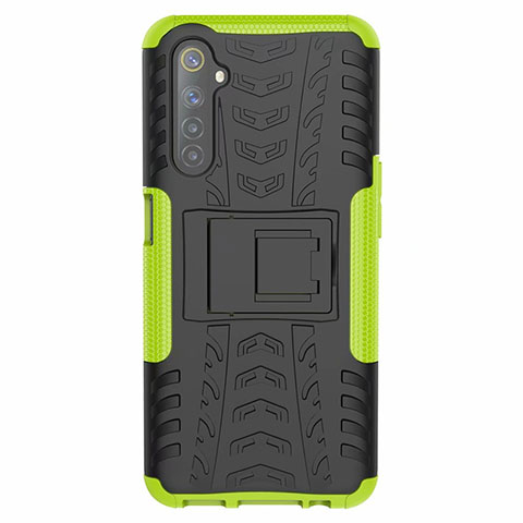 Coque Contour Silicone et Plastique Housse Etui Mat avec Support pour Realme 6 Vert