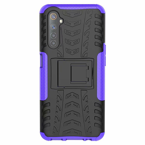 Coque Contour Silicone et Plastique Housse Etui Mat avec Support pour Realme 6 Violet