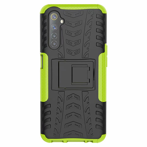 Coque Contour Silicone et Plastique Housse Etui Mat avec Support pour Realme 6s Vert