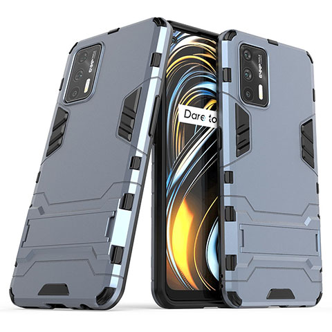 Coque Contour Silicone et Plastique Housse Etui Mat avec Support pour Realme GT Neo 2T 5G Bleu