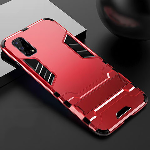 Coque Contour Silicone et Plastique Housse Etui Mat avec Support pour Realme Narzo 30 Pro 5G Rouge