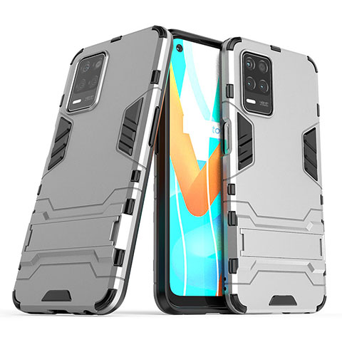 Coque Contour Silicone et Plastique Housse Etui Mat avec Support pour Realme Q3i 5G Gris