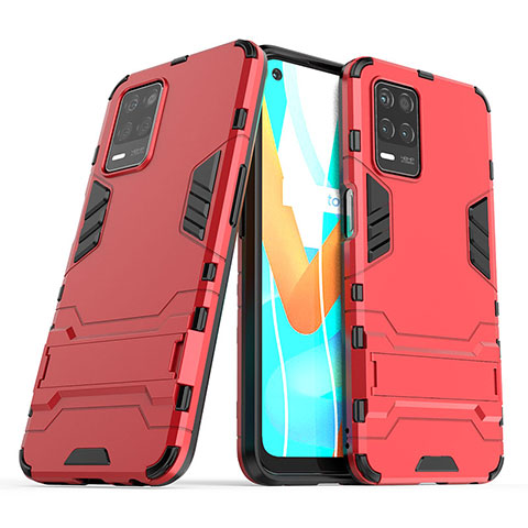 Coque Contour Silicone et Plastique Housse Etui Mat avec Support pour Realme Q3i 5G Rouge