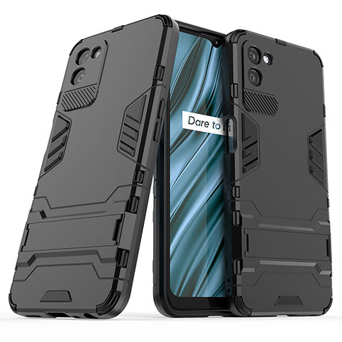 Coque Contour Silicone et Plastique Housse Etui Mat avec Support pour Realme V11 5G Noir