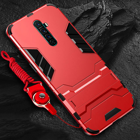 Coque Contour Silicone et Plastique Housse Etui Mat avec Support pour Realme X2 Pro Rouge