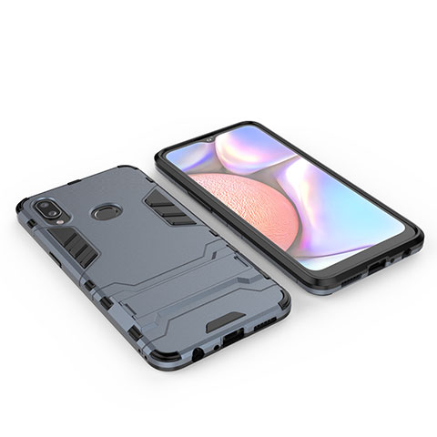 Coque Contour Silicone et Plastique Housse Etui Mat avec Support pour Samsung Galaxy A10s Bleu Royal