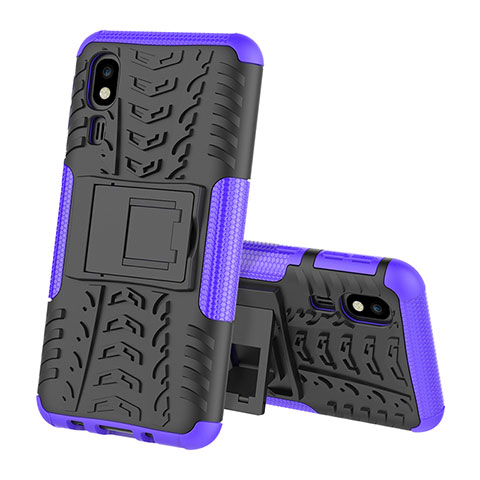 Coque Contour Silicone et Plastique Housse Etui Mat avec Support pour Samsung Galaxy A2 Core A260F A260G Violet