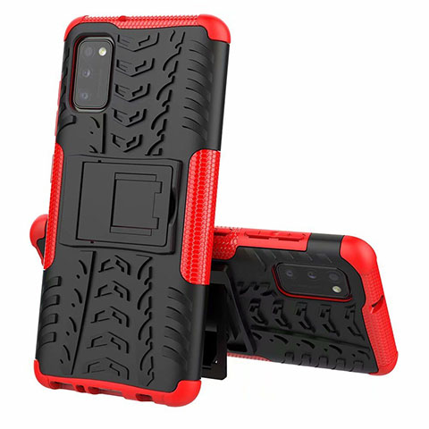 Coque Contour Silicone et Plastique Housse Etui Mat avec Support pour Samsung Galaxy A41 Rouge