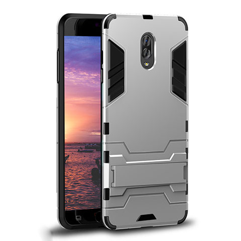 Coque Contour Silicone et Plastique Housse Etui Mat avec Support pour Samsung Galaxy C7 (2017) Blanc