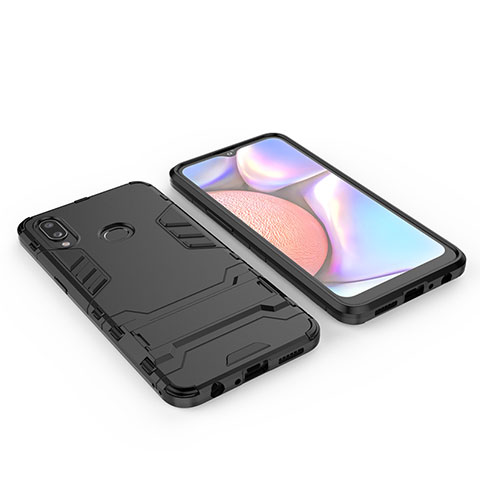 Coque Contour Silicone et Plastique Housse Etui Mat avec Support pour Samsung Galaxy M01s Noir