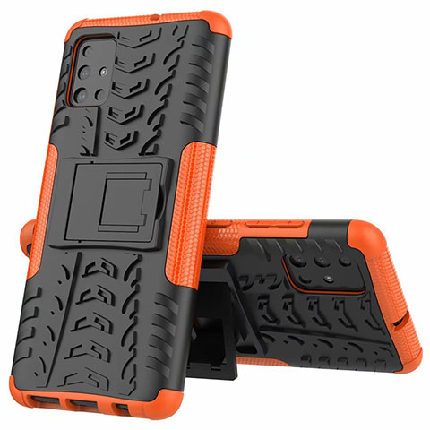 Coque Contour Silicone et Plastique Housse Etui Mat avec Support pour Samsung Galaxy M40S Orange