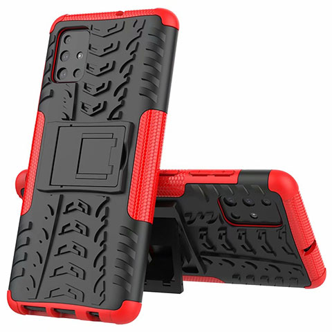 Coque Contour Silicone et Plastique Housse Etui Mat avec Support pour Samsung Galaxy M40S Rouge