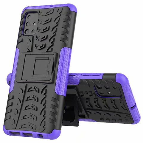 Coque Contour Silicone et Plastique Housse Etui Mat avec Support pour Samsung Galaxy M40S Violet