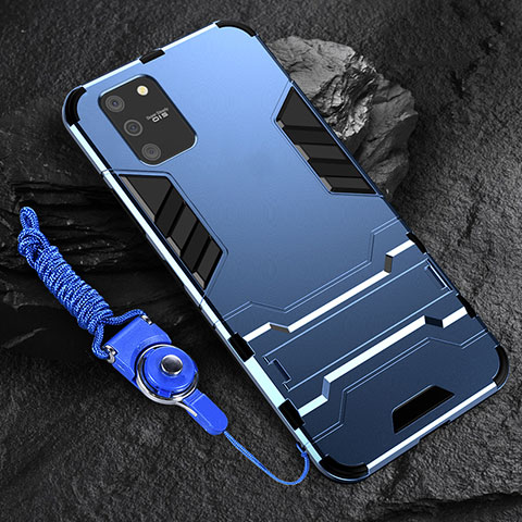 Coque Contour Silicone et Plastique Housse Etui Mat avec Support pour Samsung Galaxy M80S Bleu