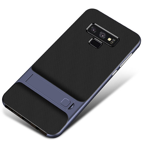 Coque Contour Silicone et Plastique Housse Etui Mat avec Support pour Samsung Galaxy Note 9 Bleu