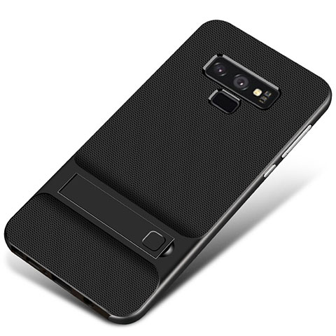 Coque Contour Silicone et Plastique Housse Etui Mat avec Support pour Samsung Galaxy Note 9 Noir