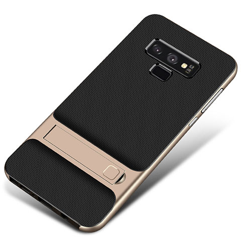 Coque Contour Silicone et Plastique Housse Etui Mat avec Support pour Samsung Galaxy Note 9 Or