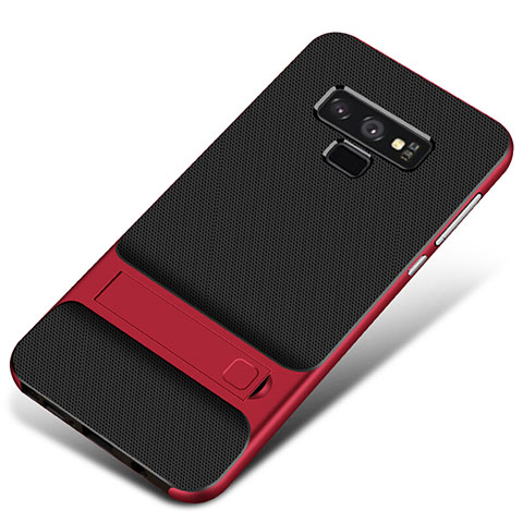 Coque Contour Silicone et Plastique Housse Etui Mat avec Support pour Samsung Galaxy Note 9 Rouge