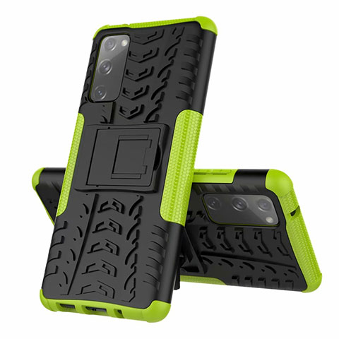 Coque Contour Silicone et Plastique Housse Etui Mat avec Support pour Samsung Galaxy S20 FE 5G Vert