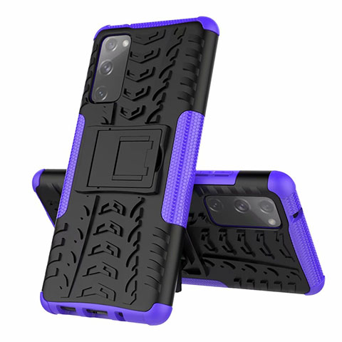 Coque Contour Silicone et Plastique Housse Etui Mat avec Support pour Samsung Galaxy S20 Lite 5G Violet