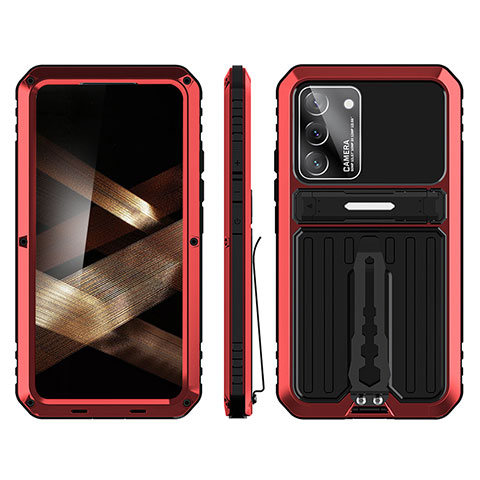 Coque Contour Silicone et Plastique Housse Etui Mat avec Support pour Samsung Galaxy S24 Plus 5G Rouge