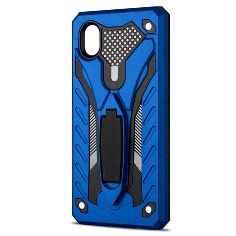 Coque Contour Silicone et Plastique Housse Etui Mat avec Support pour Samsung Galaxy XCover Pro Bleu