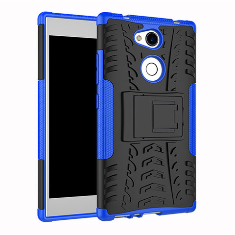 Coque Contour Silicone et Plastique Housse Etui Mat avec Support pour Sony Xperia L2 Bleu