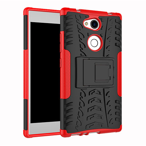 Coque Contour Silicone et Plastique Housse Etui Mat avec Support pour Sony Xperia L2 Rouge