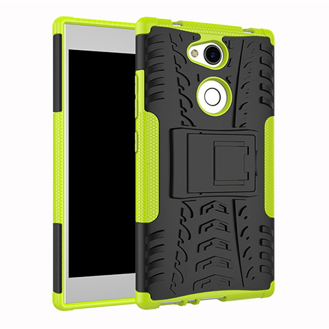 Coque Contour Silicone et Plastique Housse Etui Mat avec Support pour Sony Xperia L2 Vert