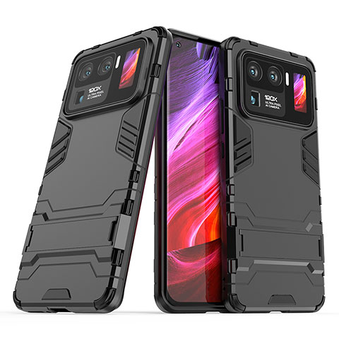 Coque Contour Silicone et Plastique Housse Etui Mat avec Support pour Xiaomi Mi 11 Ultra 5G Noir