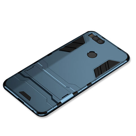 Coque Contour Silicone et Plastique Housse Etui Mat avec Support pour Xiaomi Mi 5X Bleu