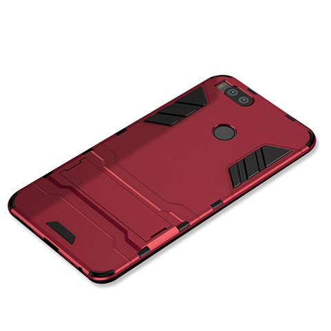 Coque Contour Silicone et Plastique Housse Etui Mat avec Support pour Xiaomi Mi A1 Rouge