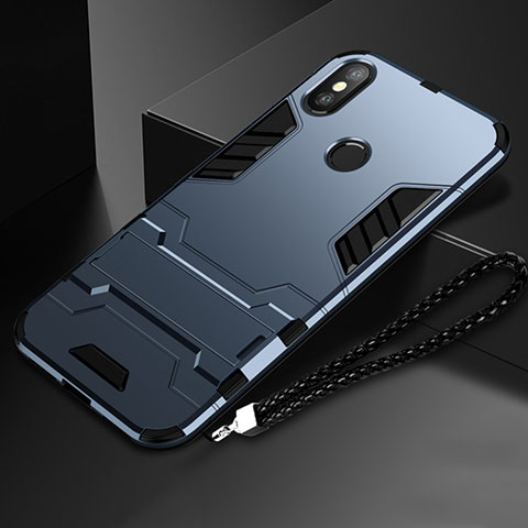 Coque Contour Silicone et Plastique Housse Etui Mat avec Support pour Xiaomi Mi Mix 3 Bleu Ciel